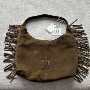 Haute Hippie Olive Suede Fringe Hobo Bag